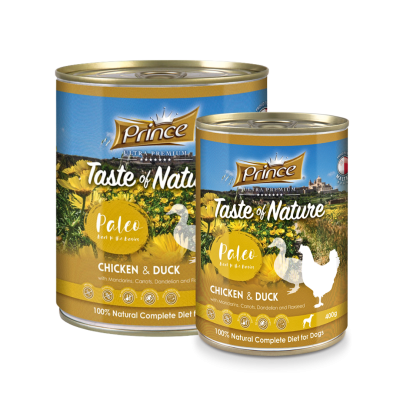 Консерва за кучета с пилешко и патешко, с мадарини и моркови TON PALEO CHICKEN & DUCK 400gr