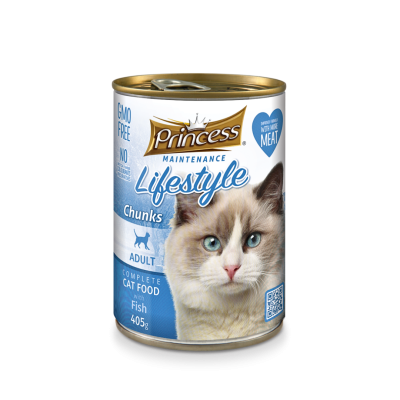 Бюджетна мокра храна за котки Princess Lifestyle парченца риба в сос.