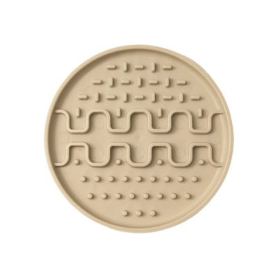 Неплъзгаща мини подложка за хранене за кучета и котки Fiboo Licking Mat for small dogs Lollipop Mini Beige/Green - забавя храненето, успокоява и отпуска