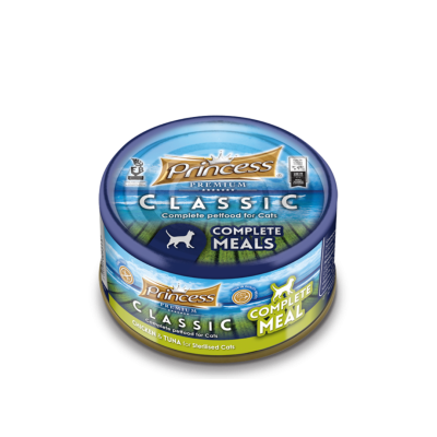 Котешка консерва за кастрирани котки - 170 гр.  Princess Classic Complete – ПИЛЕ И РИБА ТОН