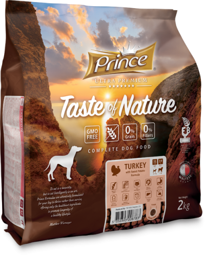 Премиум гранули за кучета с пуешко и сладък картоф, без зърно TASTE OF NATURE TURKEY 2KG - за дребни породи и малки кученца