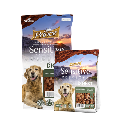 Гранули за чувствителни кучета с храносмилателни проблеми PRINCE SENSITIVE DIGEST 4KG - за средни и едри породи