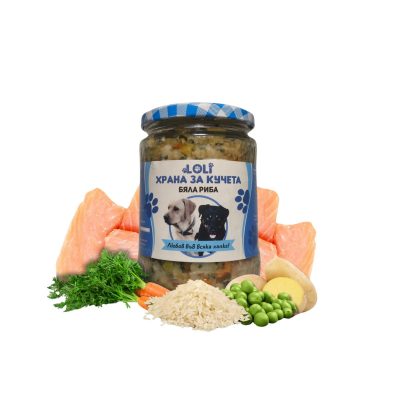 Домашна храна за кучета с Бяла Риба и Зеленчуци – LOLI буркан 500 г